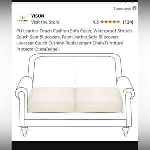 4 Beige PU Leather Couch Cushion Cover